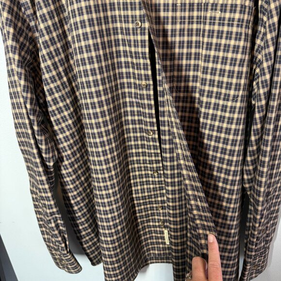 Gander Mountain Mens Plaid Button Front Top 2XL Blue/Brown Wrinkle Resistant - Picture 4 of 12